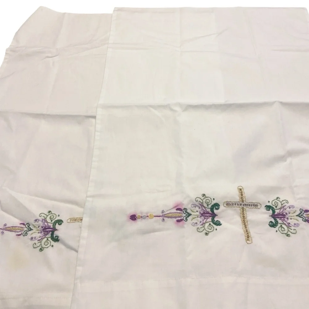 White Embroidered Tablecloth with Cross Design